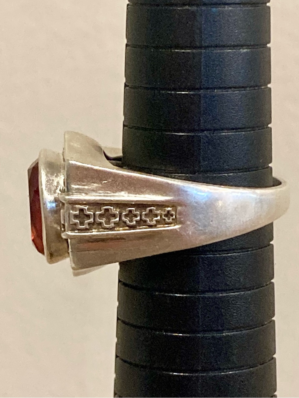 Sterling Silver Ring Band STS Chuck Clemency Silver Orange with Crosses Sz 10 - Picture 12 of 16